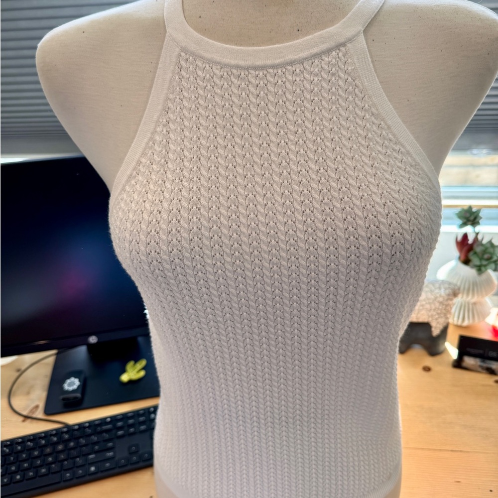 Alice + Olivia Heidi Pointelle Tank White Size Large Women EUC Top